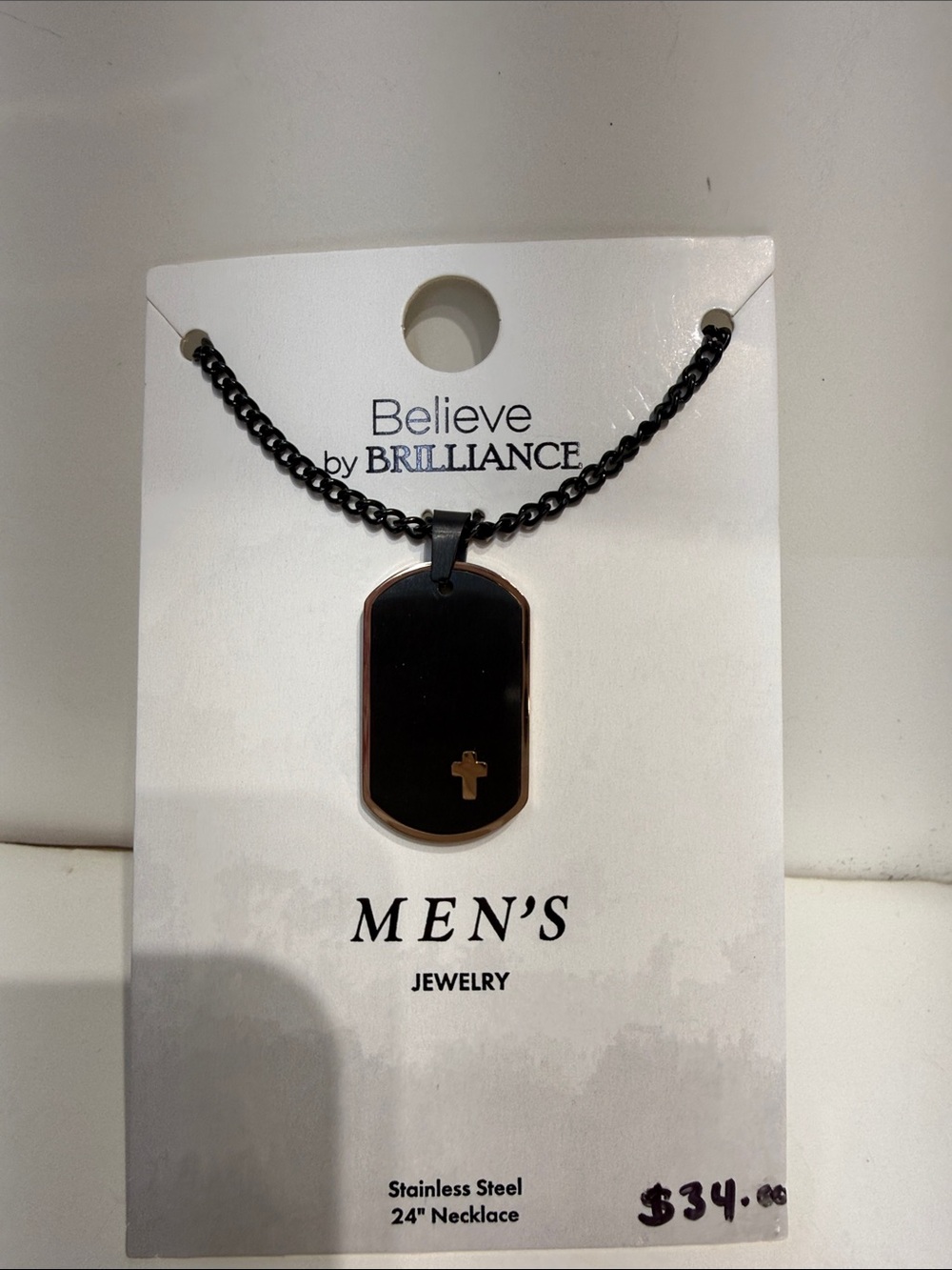 Men's Black Stainless Steel Dog Tag Necklace